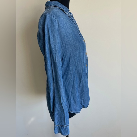Anthropologie Cloth & Stone Sz XS Chambray Button Down Long Sleeve Shirt Tencel - Picture 3 of 13
